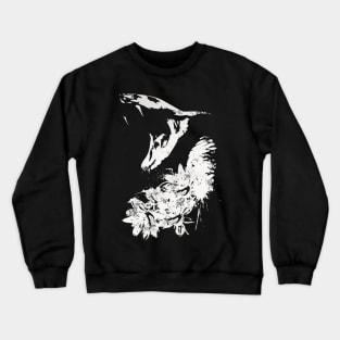 Cobra and Flowers - White Crewneck Sweatshirt